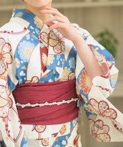 夏恋浴衣 花織りの舞 4点セット(浴衣・兵児帯・腰紐×2)