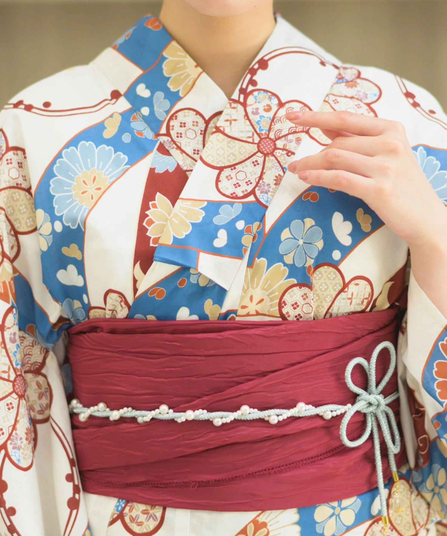 夏恋浴衣 花織りの舞 下駄付き5点セット(浴衣・兵児帯・腰紐×2・下駄)