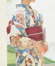 夏恋浴衣 花織りの舞 4点セット(浴衣・兵児帯・腰紐×2)