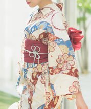 夏恋浴衣 花織りの舞 4点セット(浴衣・兵児帯・腰紐×2)