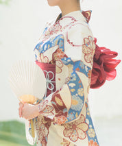 夏恋浴衣 花織りの舞 4点セット(浴衣・兵児帯・腰紐×2)