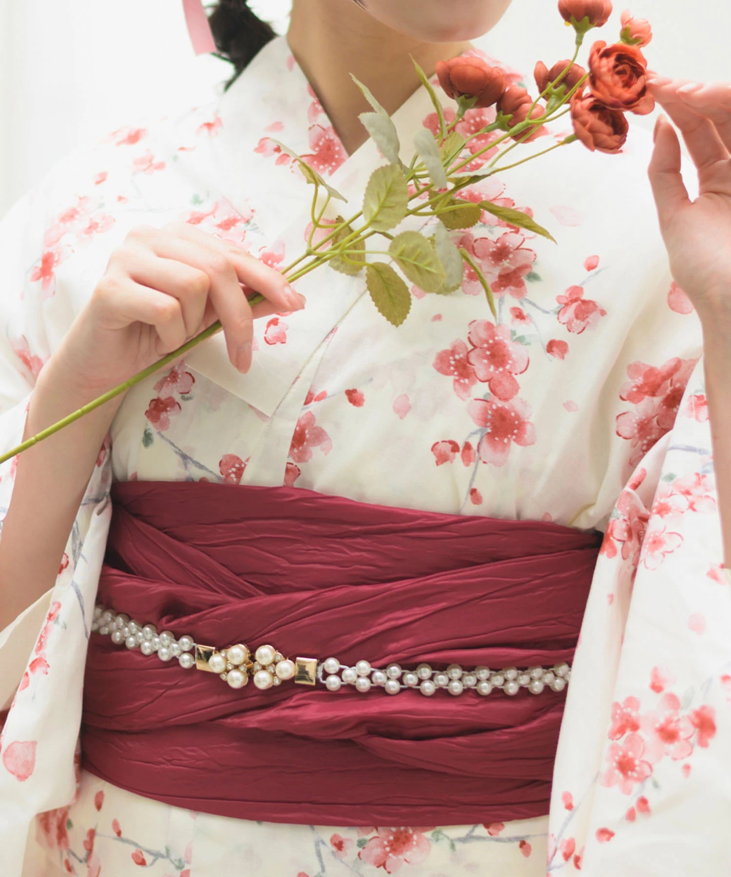 夏恋浴衣 桜霞みやび 4点セット(浴衣・兵児帯・腰紐×2)