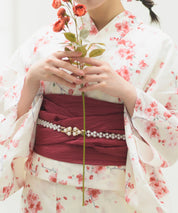 夏恋浴衣 桜霞みやび 4点セット(浴衣・兵児帯・腰紐×2)