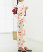 夏恋浴衣 桜霞みやび 下駄付き5点セット(浴衣・兵児帯・腰紐×2・下駄)