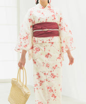 夏恋浴衣 桜霞みやび 4点セット(浴衣・兵児帯・腰紐×2)