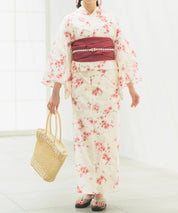 夏恋浴衣 桜霞みやび 下駄付き5点セット(浴衣・兵児帯・腰紐×2・下駄)