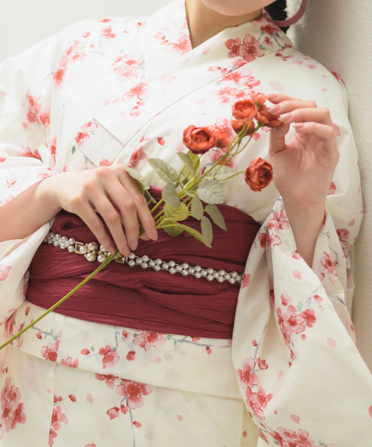 夏恋浴衣 桜霞みやび 4点セット(浴衣・兵児帯・腰紐×2)