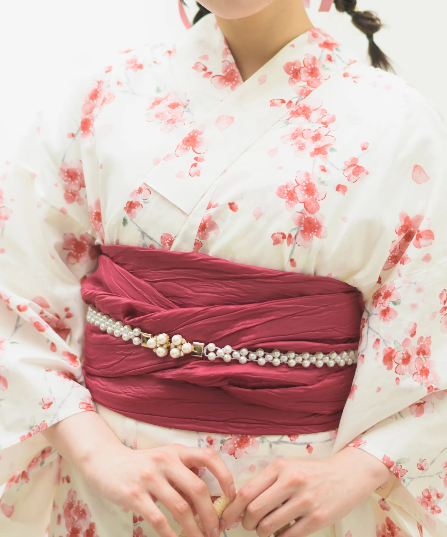 夏恋浴衣 桜霞みやび 4点セット(浴衣・兵児帯・腰紐×2)