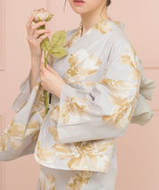 夏恋浴衣 ふわり淡花咲き 4点セット(浴衣・兵児帯・腰紐×2)