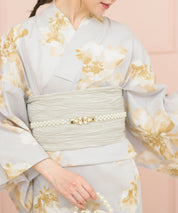 夏恋浴衣 ふわり淡花咲き 4点セット(浴衣・兵児帯・腰紐×2)