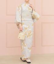 夏恋浴衣 ふわり淡花咲き 下駄付き5点セット(浴衣・兵児帯・腰紐×2・下駄)