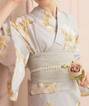 夏恋浴衣 ふわり淡花咲き 4点セット(浴衣・兵児帯・腰紐×2)