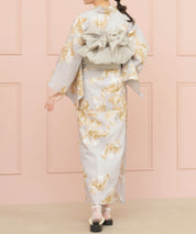 夏恋浴衣 ふわり淡花咲き 下駄付き5点セット(浴衣・兵児帯・腰紐×2・下駄)