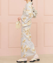 夏恋浴衣 ふわり淡花咲き 下駄付き5点セット(浴衣・兵児帯・腰紐×2・下駄)