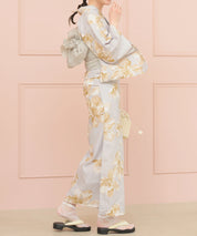 夏恋浴衣 ふわり淡花咲き 下駄付き5点セット(浴衣・兵児帯・腰紐×2・下駄)