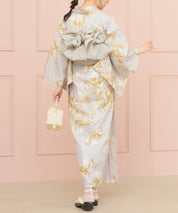 夏恋浴衣 ふわり淡花咲き 下駄付き5点セット(浴衣・兵児帯・腰紐×2・下駄)