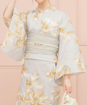 夏恋浴衣 ふわり淡花咲き 4点セット(浴衣・兵児帯・腰紐×2)