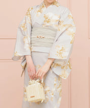 夏恋浴衣 ふわり淡花咲き 4点セット(浴衣・兵児帯・腰紐×2)