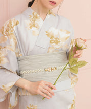 夏恋浴衣 ふわり淡花咲き 4点セット(浴衣・兵児帯・腰紐×2)