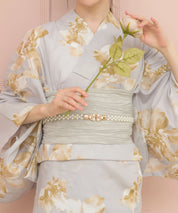 夏恋浴衣 ふわり淡花咲き 4点セット(浴衣・兵児帯・腰紐×2)