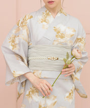 夏恋浴衣 ふわり淡花咲き 4点セット(浴衣・兵児帯・腰紐×2)