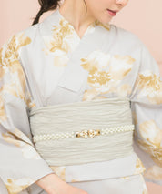 夏恋浴衣 ふわり淡花咲き 4点セット(浴衣・兵児帯・腰紐×2)