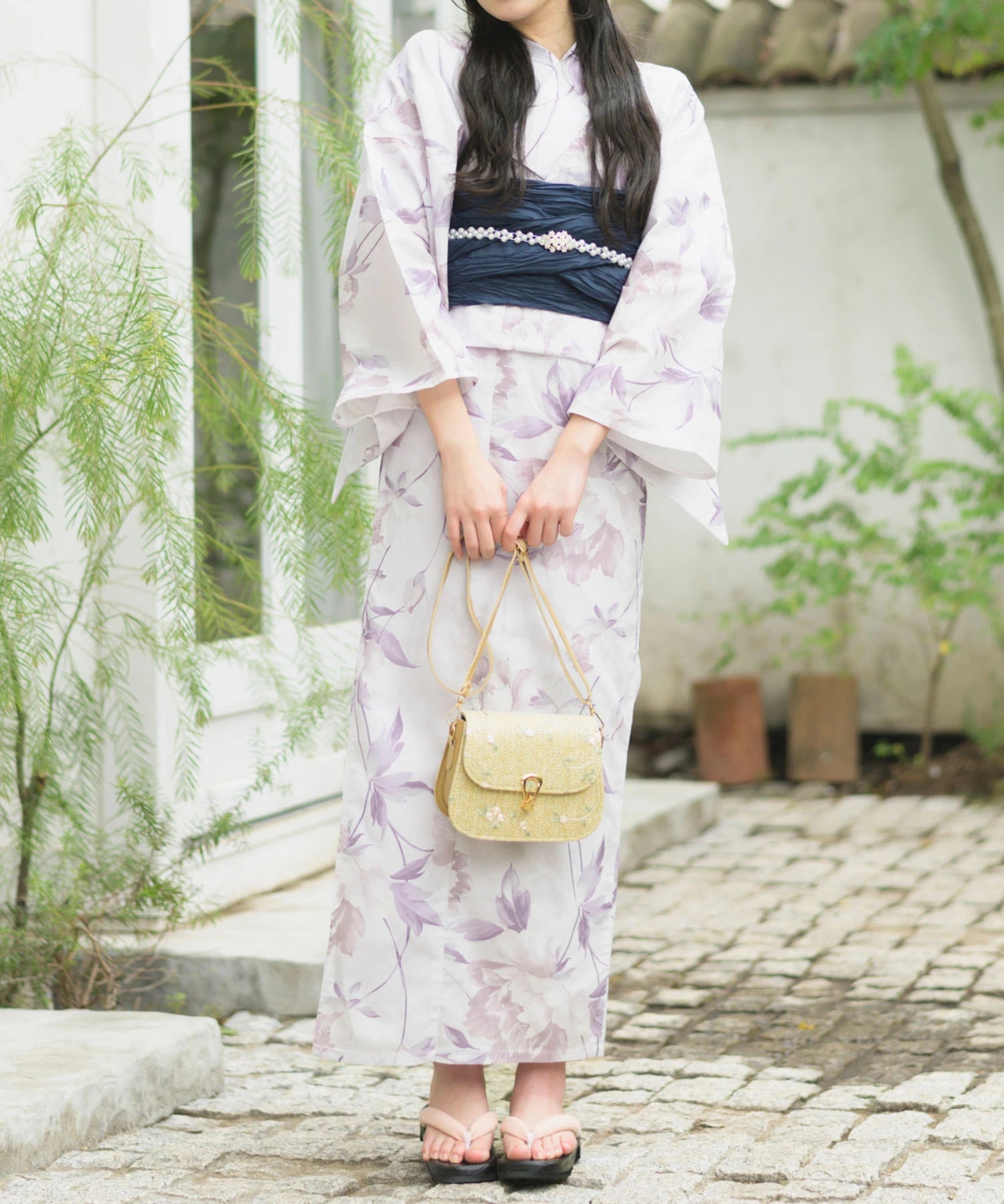 夏恋浴衣 優夢花の秘密 下駄付き5点セット(浴衣・兵児帯・腰紐×2・下駄)