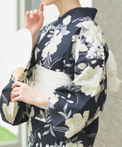 夏宵浴衣 ゆらめき牡丹 4点セット(浴衣・兵児帯・腰紐×2)