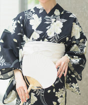 夏宵浴衣 ゆらめき牡丹 4点セット(浴衣・兵児帯・腰紐×2)