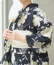 夏宵浴衣 ゆらめき牡丹 4点セット(浴衣・兵児帯・腰紐×2)