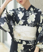 夏宵浴衣 ゆらめき牡丹 4点セット(浴衣・兵児帯・腰紐×2)