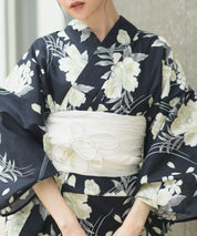 夏宵浴衣 ゆらめき牡丹 4点セット(浴衣・兵児帯・腰紐×2)