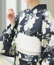 夏宵浴衣 ゆらめき牡丹 4点セット(浴衣・兵児帯・腰紐×2)