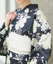 夏宵浴衣 ゆらめき牡丹 4点セット(浴衣・兵児帯・腰紐×2)