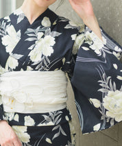 夏宵浴衣 ゆらめき牡丹 4点セット(浴衣・兵児帯・腰紐×2)