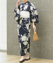 夏宵浴衣 ゆらめき牡丹 下駄付き5点セット(浴衣・兵児帯・腰紐×2・下駄)