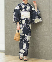 夏宵浴衣 ゆらめき牡丹 下駄付き5点セット(浴衣・兵児帯・腰紐×2・下駄)