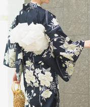 夏宵浴衣 ゆらめき牡丹 4点セット(浴衣・兵児帯・腰紐×2)