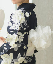 夏宵浴衣 ゆらめき牡丹 4点セット(浴衣・兵児帯・腰紐×2)