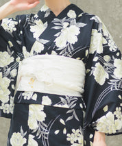 夏宵浴衣 ゆらめき牡丹 4点セット(浴衣・兵児帯・腰紐×2)