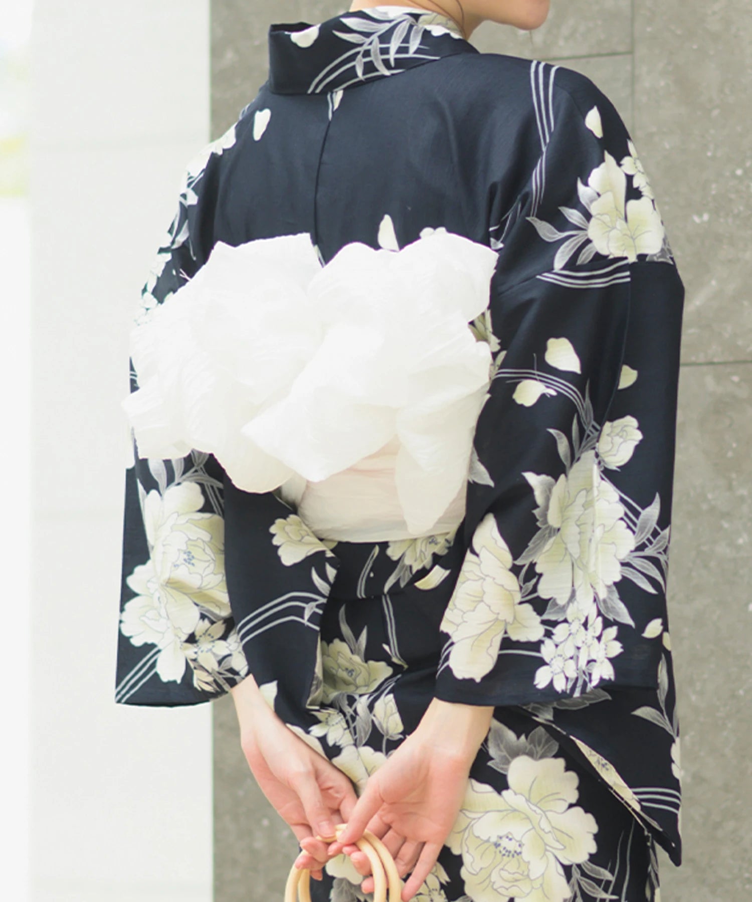 夏宵浴衣 ゆらめき牡丹 4点セット(浴衣・兵児帯・腰紐×2)