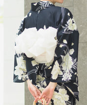 夏宵浴衣 ゆらめき牡丹 4点セット(浴衣・兵児帯・腰紐×2)