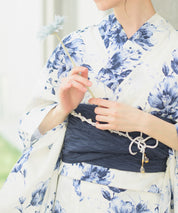 夏宵浴衣 艶麗深椿 4点セット(浴衣・兵児帯・腰紐×2)