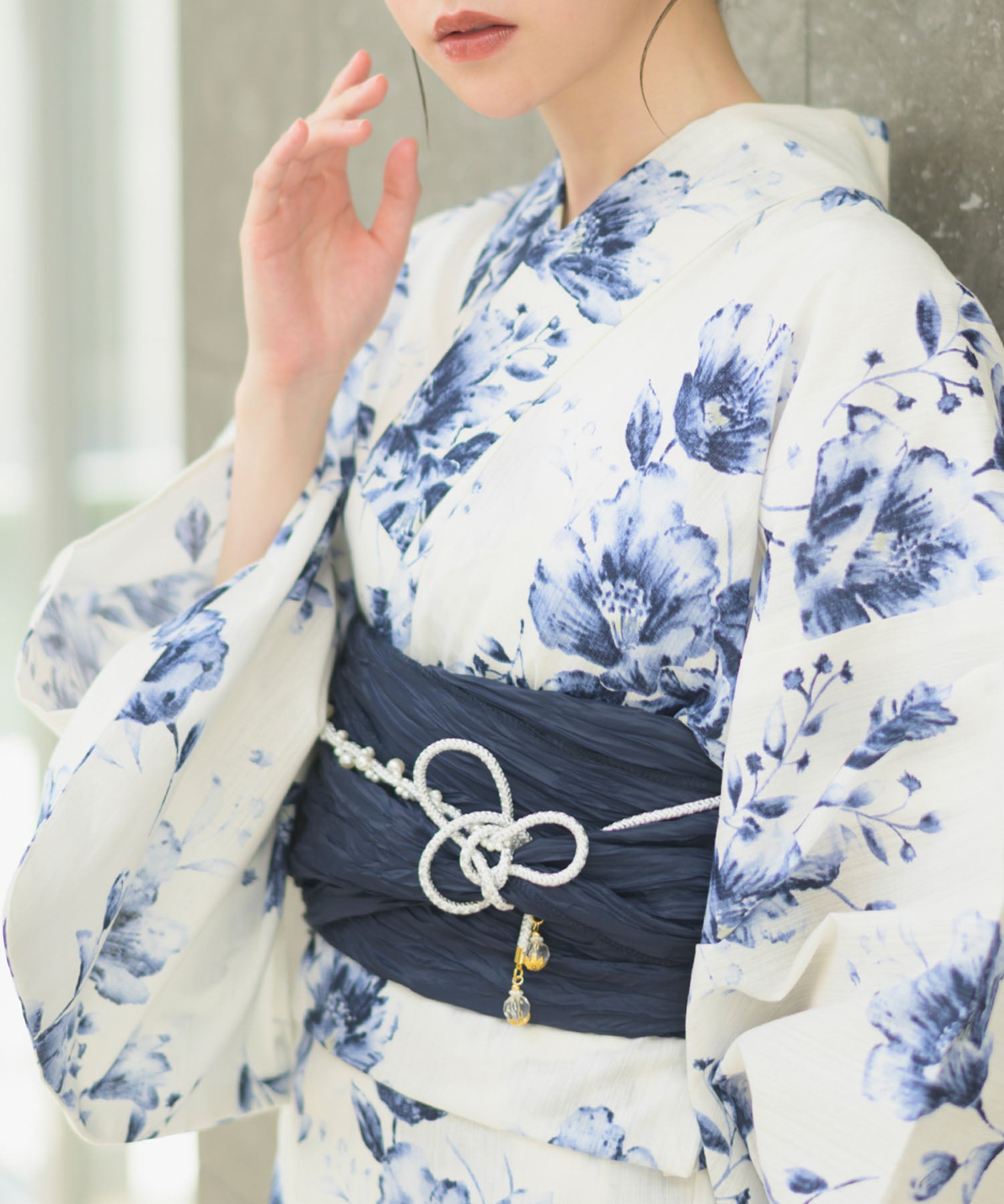 夏宵浴衣 艶麗深椿 4点セット(浴衣・兵児帯・腰紐×2)