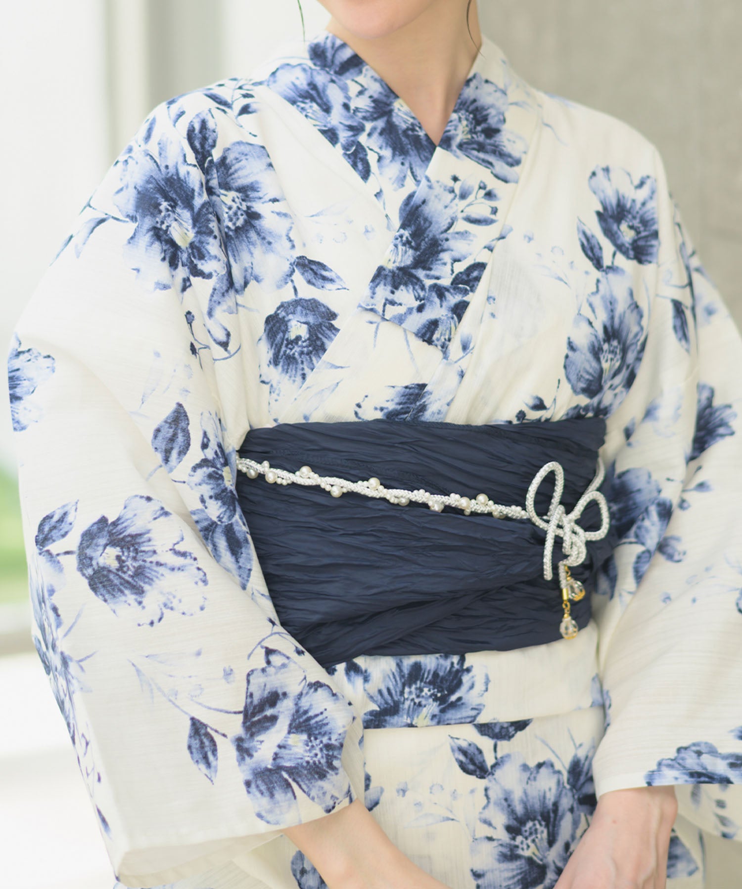 夏宵浴衣 艶麗深椿 4点セット(浴衣・兵児帯・腰紐×2)