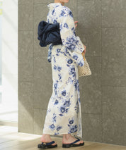 夏宵浴衣 艶麗深椿 下駄付き5点セット(浴衣・兵児帯・腰紐×2・下駄)