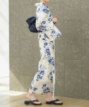 夏宵浴衣 艶麗深椿 下駄付き5点セット(浴衣・兵児帯・腰紐×2・下駄)