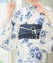 夏宵浴衣 艶麗深椿 4点セット(浴衣・兵児帯・腰紐×2)