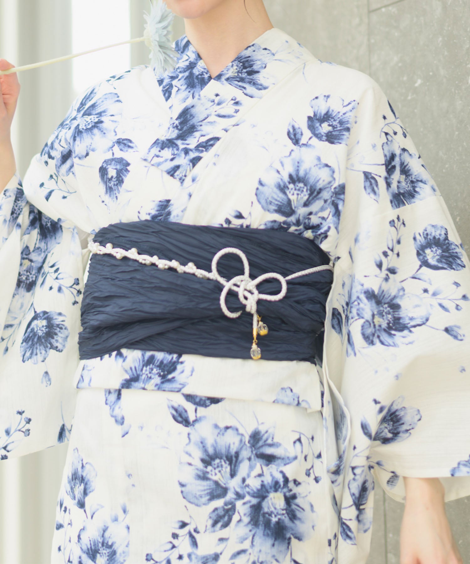 夏宵浴衣 艶麗深椿 4点セット(浴衣・兵児帯・腰紐×2)