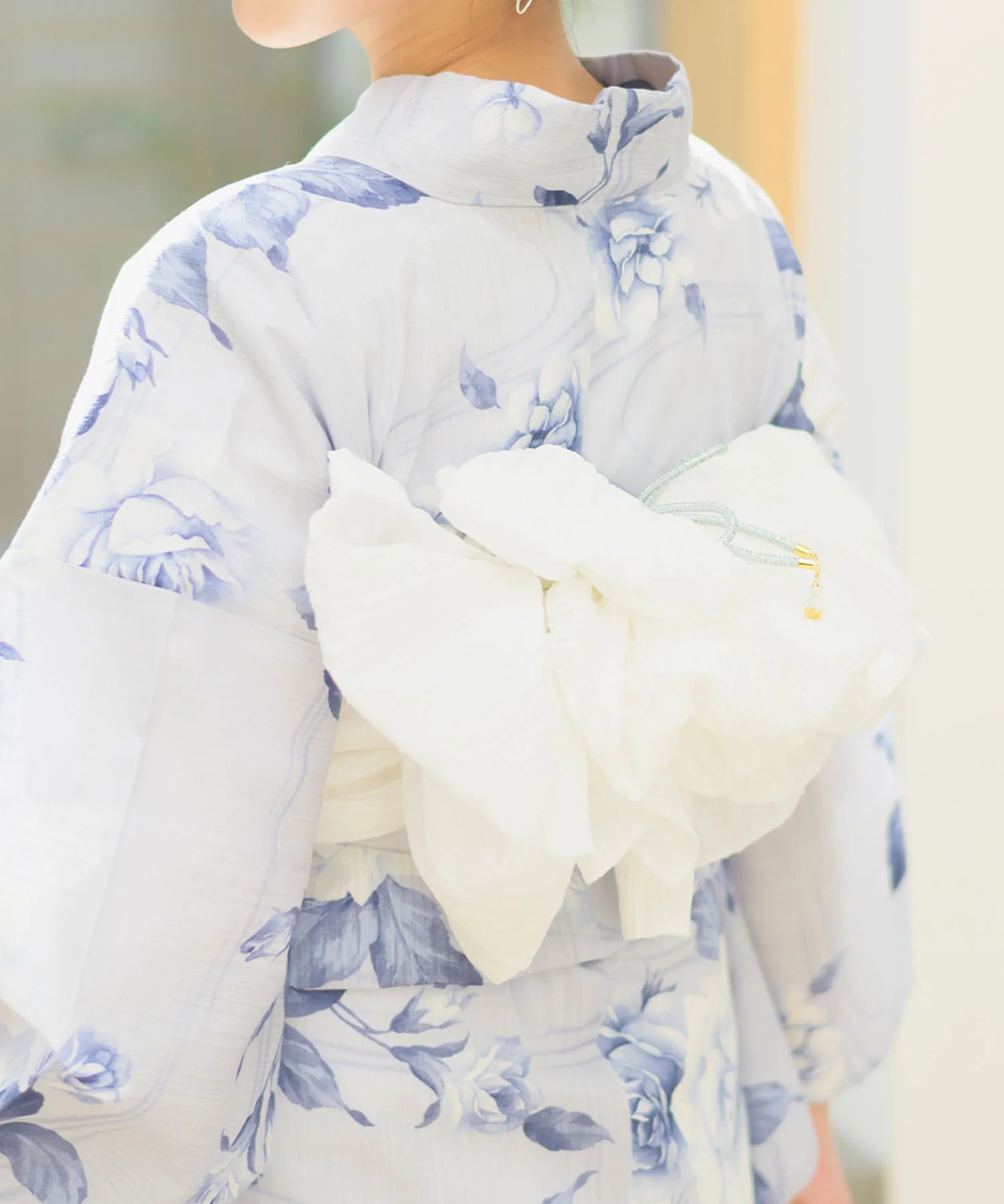 夏宵浴衣 花麗流れ 4点セット(浴衣・兵児帯・腰紐×2)